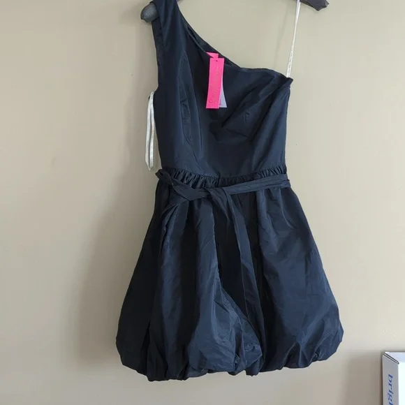 Lilly Pulitzer Sondralee One Shoulder Dress Women's Clothing Onyx : 14